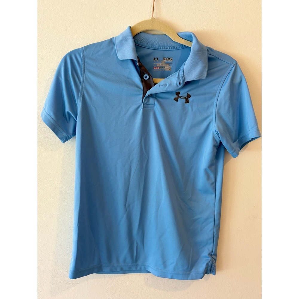 Under Armour Kids HeatGear Blue Short Sleeve Polo Shirt YMD Medium Loose Fit